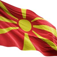 Macedonia flag close-up waving isolated white background Macedonia flag close-up waving isolated white background realistic 3d illustration